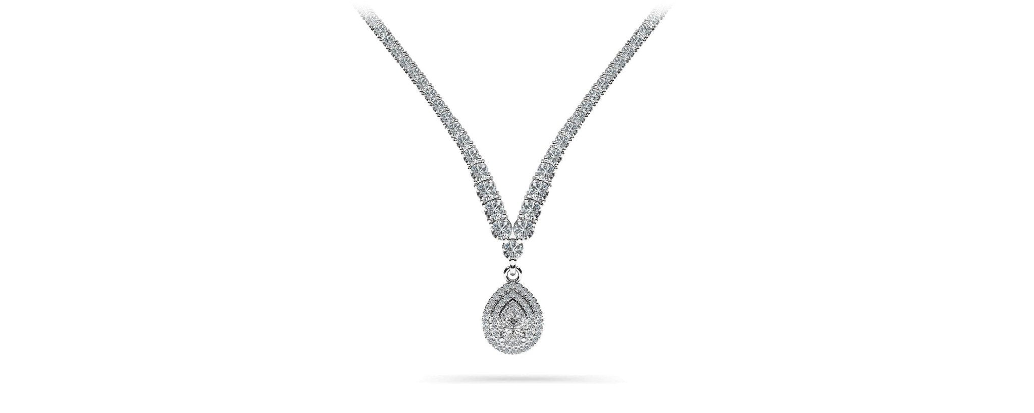 4 Prong Graduated V Diamond Necklace with 9.08 ct.(finished) - Luxury Time NYC